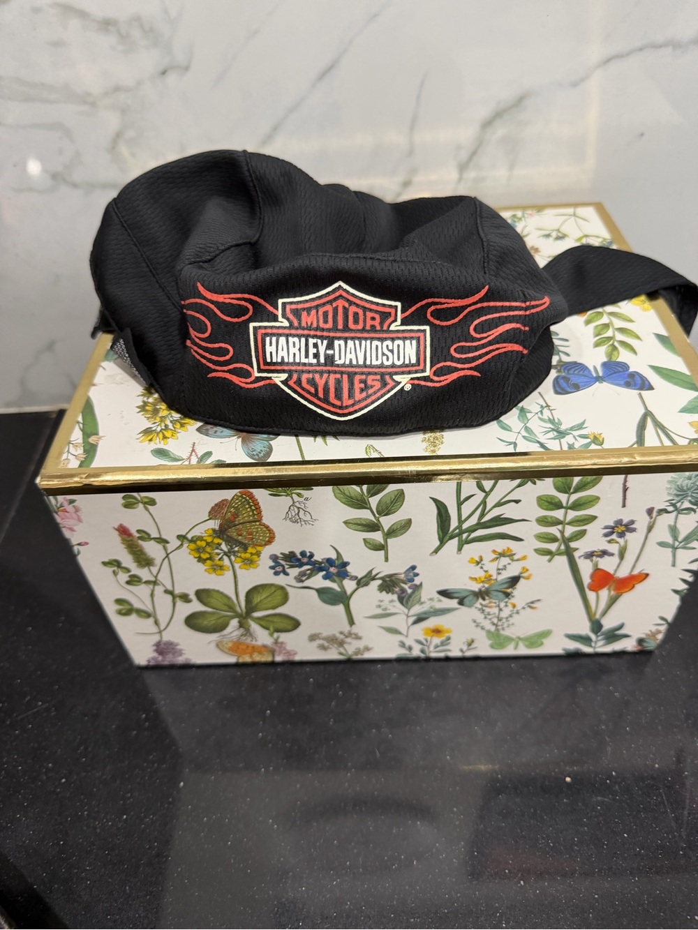 Harley-Davidson Black bandana size s/m skull Cap wrap do rag biker motorcycle